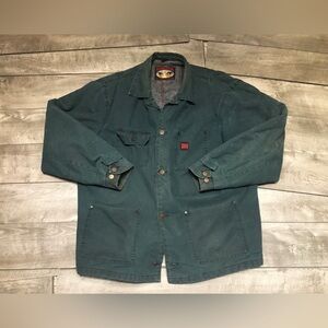 Vintage Tough Duck Green Barn Chore Jacket Coat Blanket Lined Detroit Style XL